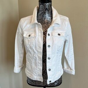 LOFT White Denim Button-Up Jacket Size Small